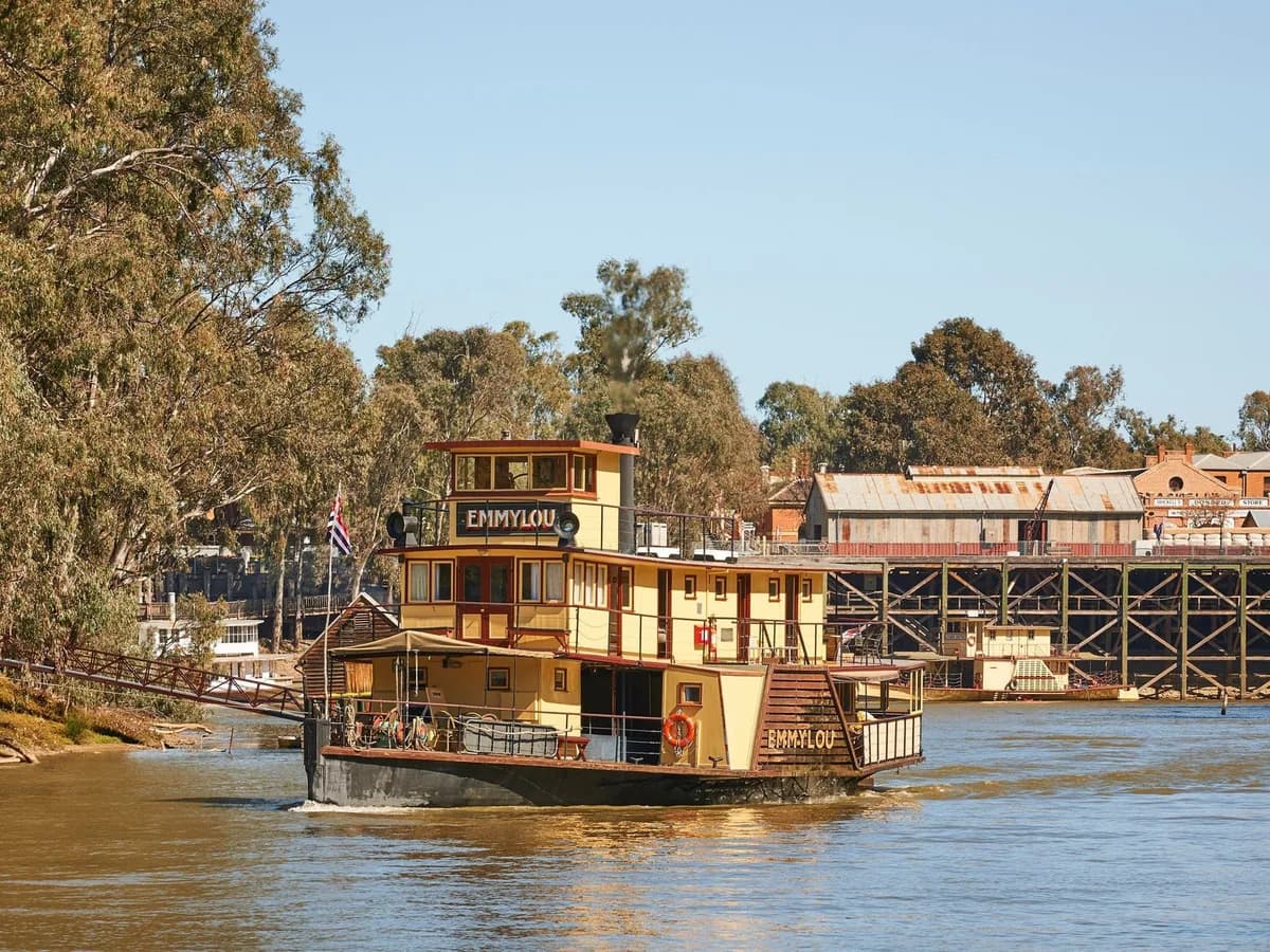 Paddlesteamer on the Murray River at Echuca's historic Port Precinct